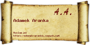 Adamek Aranka névjegykártya